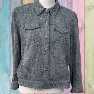Liz Claiborne Charcoal Gray Lined Collar Jacket